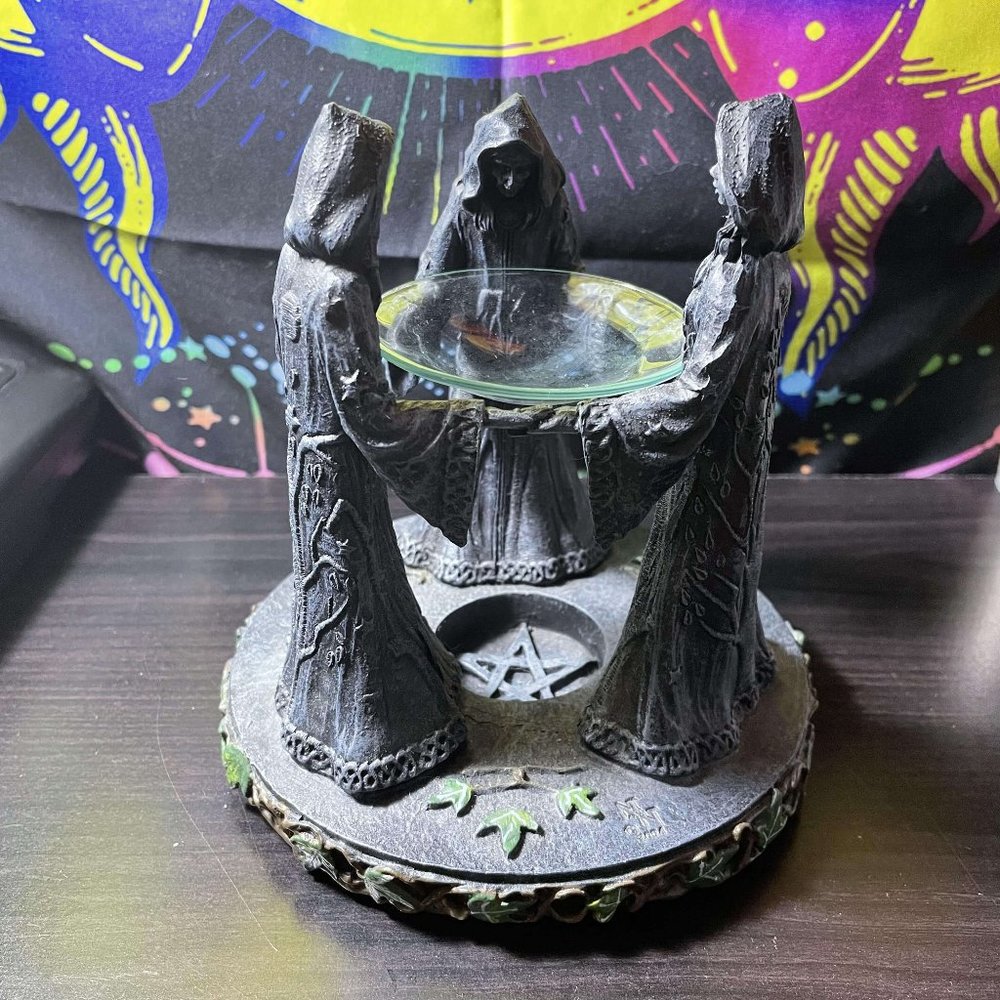 Three Witches Candle Holder Witchcraft Witchy Wiccan Pagan Magic Altar Hekate